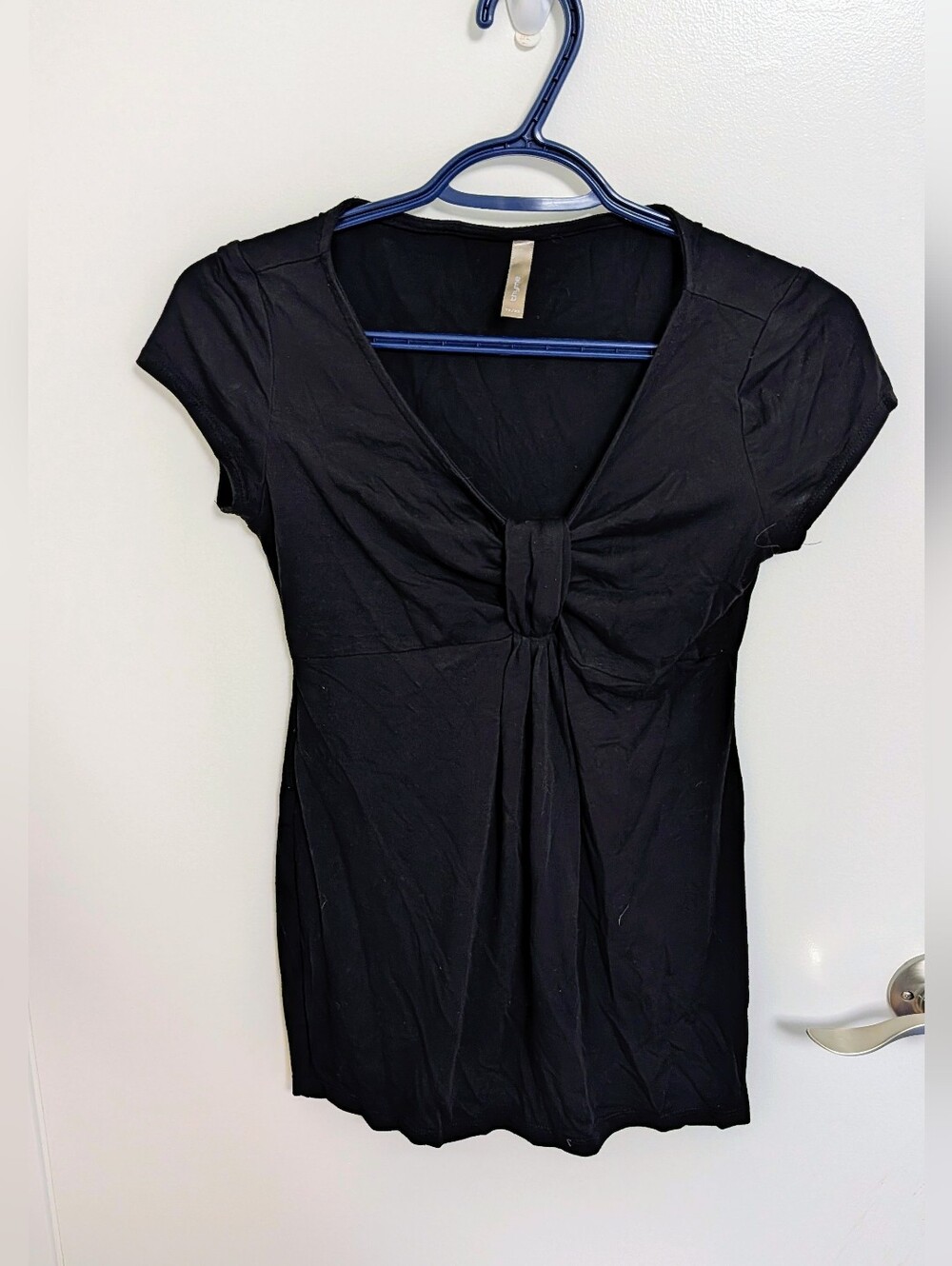Maternity Black V-Neck Twist Front Top - Women's X-Small